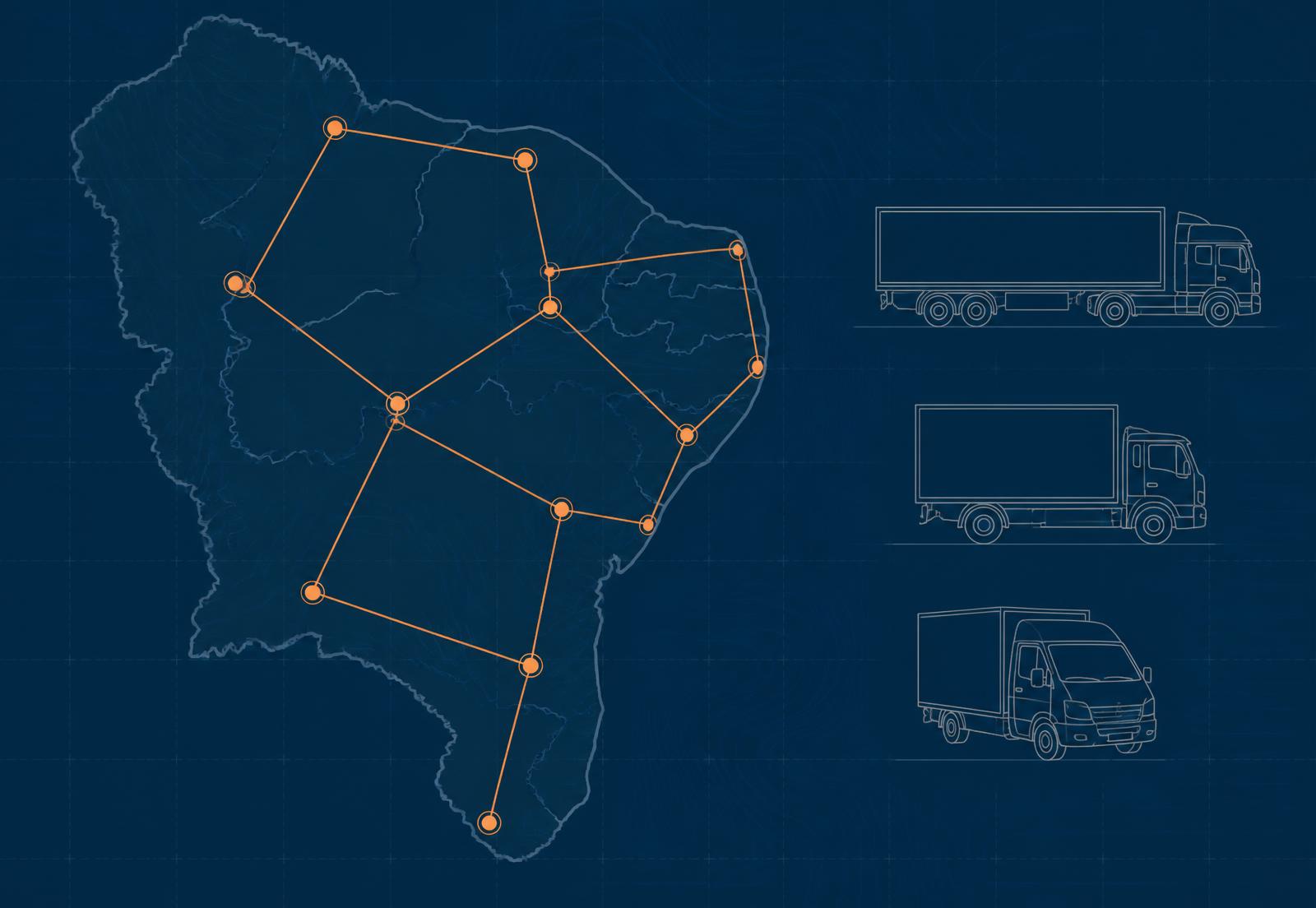 Malha de rotas de transporte de cargas pelo Norte e Nordeste do Brasil
